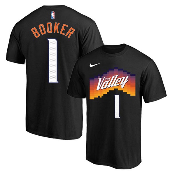 Men's Phoenix Suns #1 Devin Booker 2021 Black NBA T-Shirt